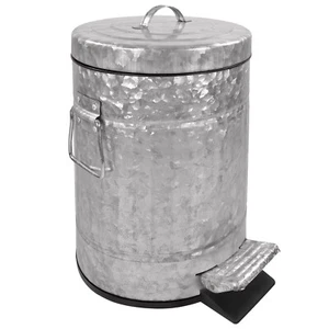 Autumn Alley Galvanized Metal Pedal Waste Bin | 5L, 1.3 Gallon Trash Can - Picture 1 of 8