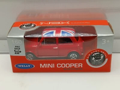 Welly 1:60 Scale? / Classic Mini Cooper 1300 - Red - Union Jack - Model Car x1 - Image 1 of 4