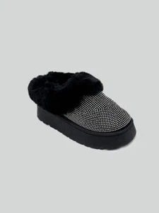 WILD DIVA Embellished Faux Fur Platform Booties - Picture 1 of 4