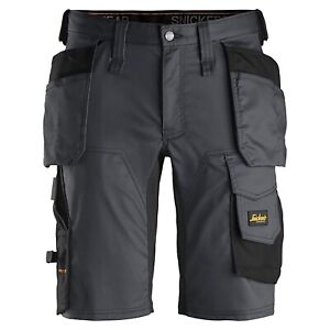 Snickers 6151 Allroundwork Stretch Loose Fit Shorts Holster Pockets Black  Steel