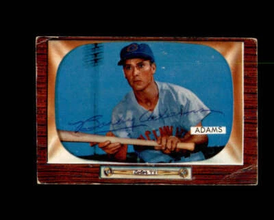 Bobby Adams Signed 1955 Bowman Cincinnati Redlegs Autograph - Image 1 of 2