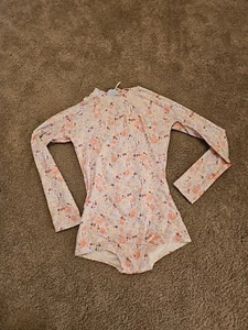 Billabong Girls Size 9/10 Orange Floral Rashguard  Swim Suit - Picture 1 of 3