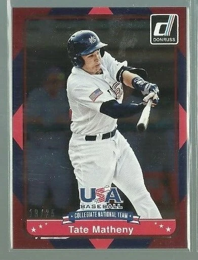 2015 Donruss USA Collegiate National Team Red #20 Tate Matheny 18/25 (ref 82117) - Image 1 of 1