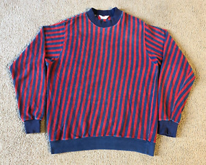 VTG 60s Knitwear by Di Fini Men's Crew Neck Striped Terry Cloth Sweatshirt - M/L