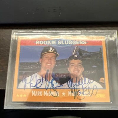 1988 Score #648 - Mark McGwire Auto, Matt Nokes Auto “Rookie Sluggers"  - Image 1 of 2