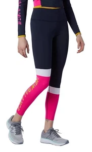 New Balance Fast Flight Leggings Black & Pink Colour-block Size L 14 - Picture 1 of 5