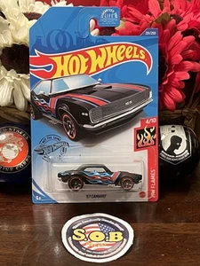 Hot Wheels Blue Card 1967 Chevrolet Camaro Blue w/ Flames Diecast Sealed NM Cond - Picture 1 of 7