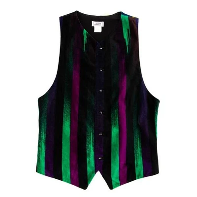 Chaleco de terciopelo estampado a rayas gráfico GIANNI VERSACE talla S (K-146144) Foto 1 de 4