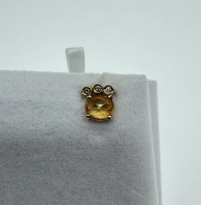Jacquie Aiche 14k Yellow Gold Orange Citrine and 3 Diamond Stud Single Earring - Picture 1 of 3