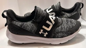 Under Armour Surge 3 Boys Shoes Kids Slip-On Size 4 Y (Little Kid) Black White - Picture 1 of 10