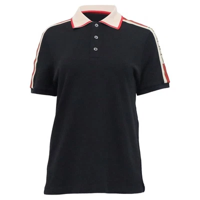 Camiseta Polo Gucci Logo Detalle Rayas En Algodón Mujer Negra S Foto 1 de 4
