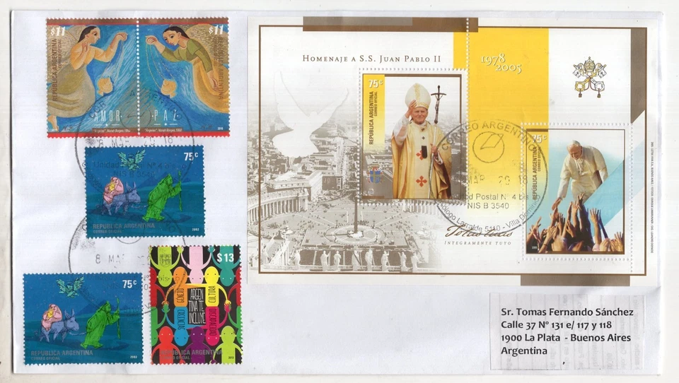 ARGENTINA, 2018, PORTADA CON 5 SELLOS + BLOQUE Foto 1 de 1