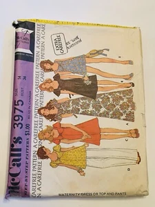 Mini Vestido Pantalones de Maternidad Vintage Años 70 McCall's Patrón #3975 CORTE Talla 14/36 - Imagen 1 de 2