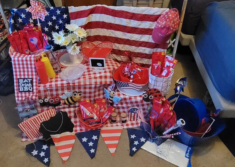 LOTE de accesorios y decoraciones para fotógrafo con temática de picnic del 4 de julio Foto 1 de 4