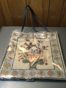 Cloth Floral Tote Bag Zipper Closure vintage Preowned NEW (unused) - Picture 1 of 8
