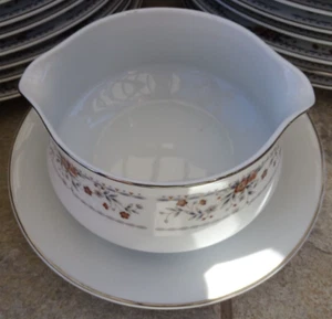 Vintage Claremont Gravy Boat W/Attached Plate. Rust Color, Floral Design. JAPAN - Picture 1 of 4