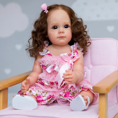 Full Body Vinyl 22 inch Reborn Doll Mädchenpuppe Toddler Handmade Gift - Bild 1 von 4