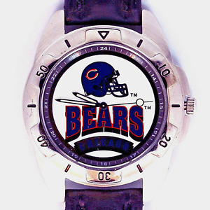Chicago Bears NFL Fossil, New Unworn, Man's Rare Vintage 1995, Leather Watch $85