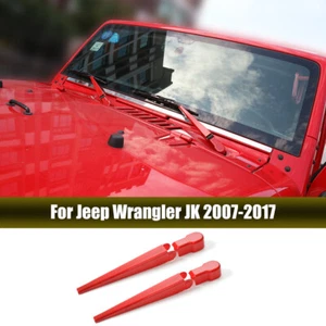 Red Front Window Windshield Wiper Blade Trim Cover For Jeep Wrangler JK 2007-17 - Picture 1 of 9