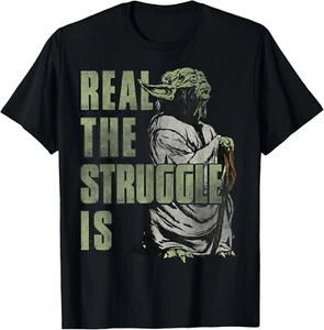 Star Wars Yoda Real The Struggle Is Grafik T-Shirt T-Shirt - Bild 1 von 1