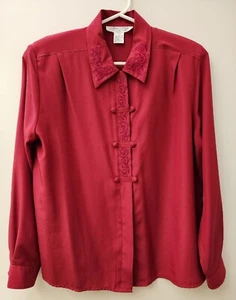 Laura & Jayne Collection rot bestickt Langarm geknöpft Bluse Größe 6 - Bild 1 von 16
