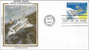 Space Achievements Spaceship 11 Benetiting Mankind USA Colorano Silk FDC 1981 - Picture 1 of 1