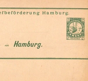 Germany HAMBURG *LOCAL* Postal Stationery 2pf Stadtbriefbeförderung YV397 - Picture 1 of 10