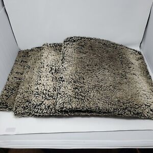 4 Pottery Barn Pillow Covers Faux Fur Grays Beige Brown 18 X 18