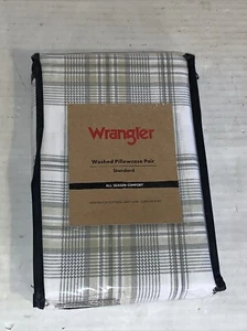 Par de fundas de almohada lavadas Wrangler estándar Dayton Valley a cuadros nuevas en paquete nuevas en paquete  - Imagen 1 de 7