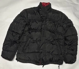 Vintage Hillier Denim Puffer Jacket Men’s XL Black With Red Lining - Picture 1 of 8