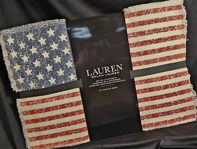 Ralph Lauren Placemats American Flag Cotton Patriotic Stars & Stripes SHIPS FREE - Image 1 of 3