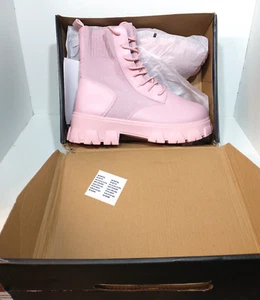 Fashion Nova Womans Presley 01 Pink Knit Combat Boots Size 9 - Picture 1 of 9