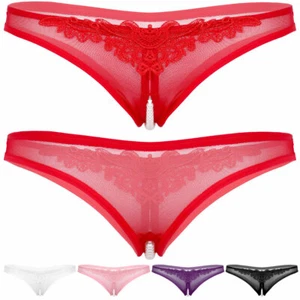 Women Sexy See Through Pearls G-String Thongs Panties T-back Underwear Knickers - Picture 1 of 51