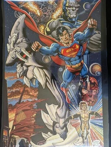 Vintage Superman Vs Doomsday Poster Unused Dan Jurgens Art 1994 22x34 DC Comics - Picture 1 of 1