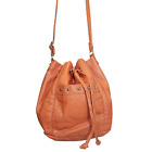 Vegan Ostrich Leather Bucket Bag Tangerine Orange PU Handbag Purse Dopamine Core
