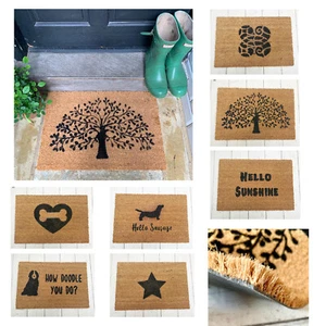 Natural Coir Doormats PVC Rubber Non Slip Novelty Welcome Quality Mat NEW UK  - Picture 1 of 20