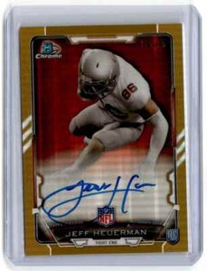 2015 Bowman Rookie Chrome Refractor Autographs - Gold Jeff Heuerman RC Auto