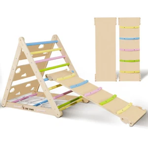 Kletterdreiecke Pikler Art Rutsche Holz Indoor Kinder Kettergerüst Kletterleiter - Bild 1 von 7