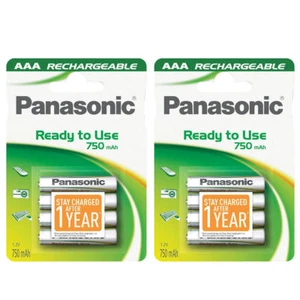 8x Panasonic AAA 750 mAh Rechargeable Batteries Phone ACCU LR03 HR03 Ready - Picture 1 of 6