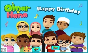 Omar And Hana YouTube Stars Vinyl Hanging Birthday Backdrop, Design 6. - Picture 1 of 6