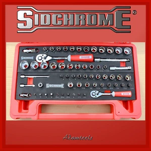 new -Sidchrome 62 Piece 1/4" Drive & 3/8" Drive Socket Custom Kit Sets in a case - Picture 1 of 1
