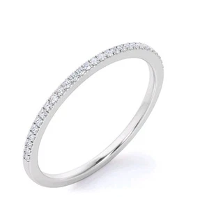 0.25 Carat Round Cut -April Birthstone- Classic Wedding Band - 18K White Gold... - Picture 1 of 5