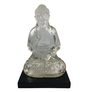 Vtg Lucite Sitting Buddha Statue Translucent 10½"X6½"X6½" Unbranded - Picture 1 of 5