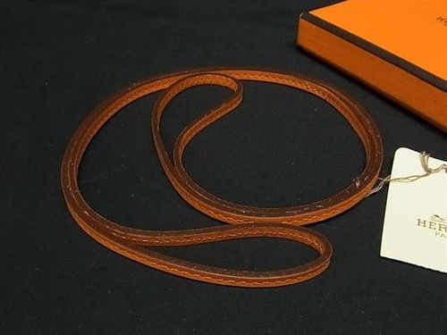 HERMÈS Hermes Raniere Collana Cher Pelle Accessori Uomo Donna Arancione Fd8586