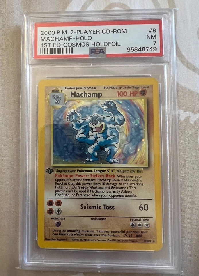 Pokemon Machamp Set Base 1 EDIZIONE 08/102 PSA 7 NEAR MINT/MINT Cosmos Holofoil - Immagine 1 di 1