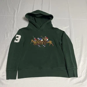 Polo Ralph Lauren Triple Pony Felpa con Cappuccio Verde Foresta Gioventù Small (8) - Foto 1 di 12