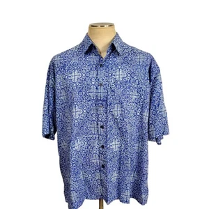 Camisa Johari West Talla XL Para Hombre Azul Hawaiana Tropical 100% Algodón  - Imagen 1 de 10