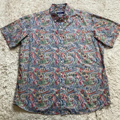 Cremieux Shirt Mens XL Multicolor Paisley Button Down Short Sleeve Reverse Print - Image 1 of 4