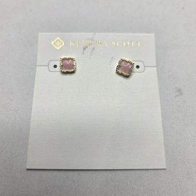 Aretes Kendra Scott Mallory de cuarzo rosa rosa en tono dorado Foto 1 de 2