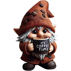 Outdoor Harz Gnome Ornament Kaffee Zeit Figur Gnome Figur Garten Dekor - Bild 1 von 9